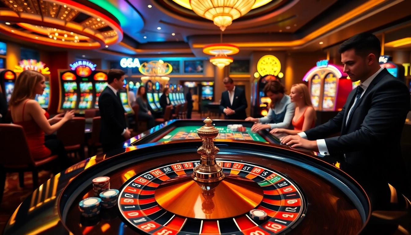 Engage in thrilling gameplay at 65A's vibrant casino with roulette, slots, and poker.