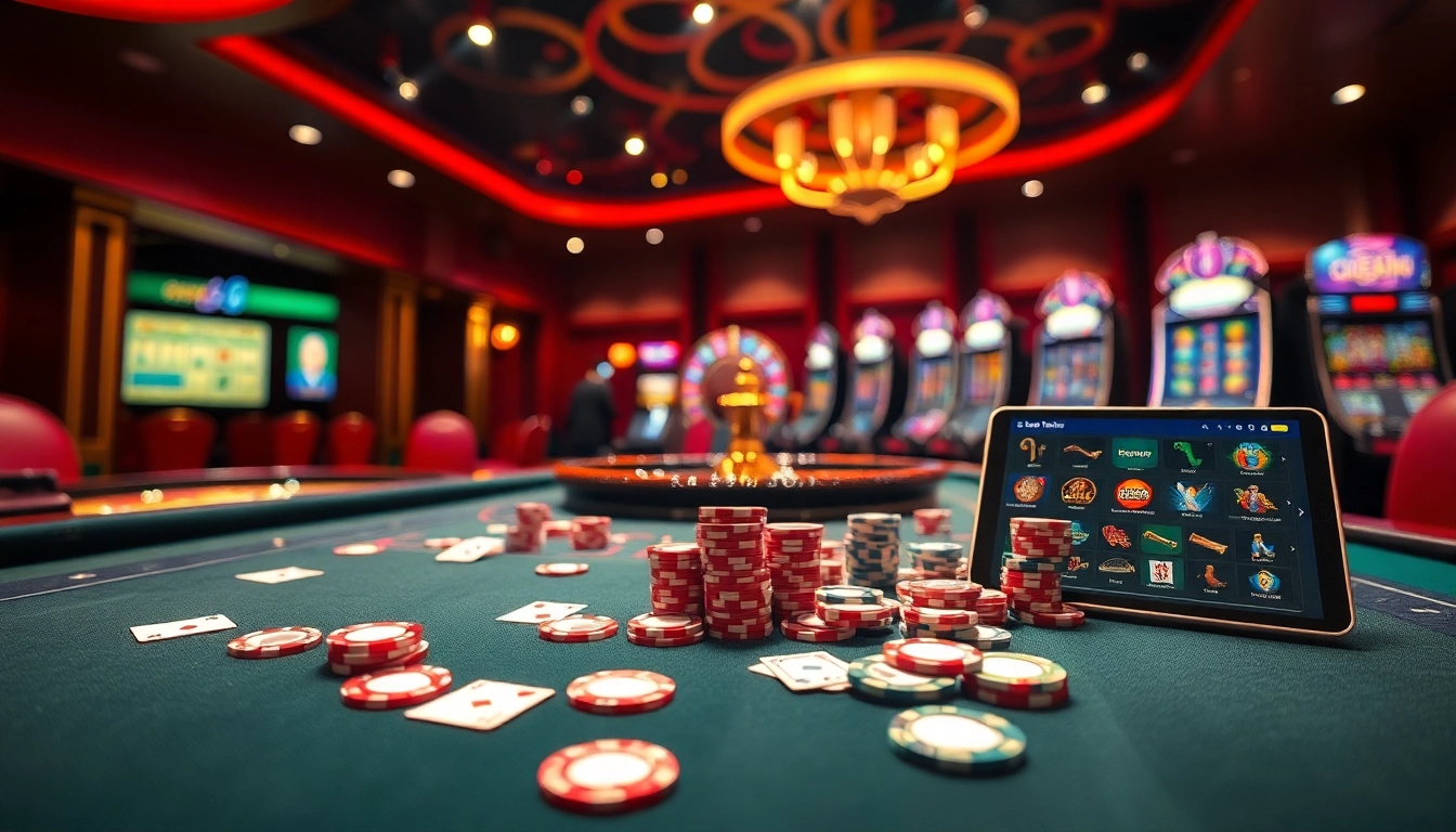 Experience the thrill of dn88 at a luxurious casino gaming table filled with vibrant chips and cards.