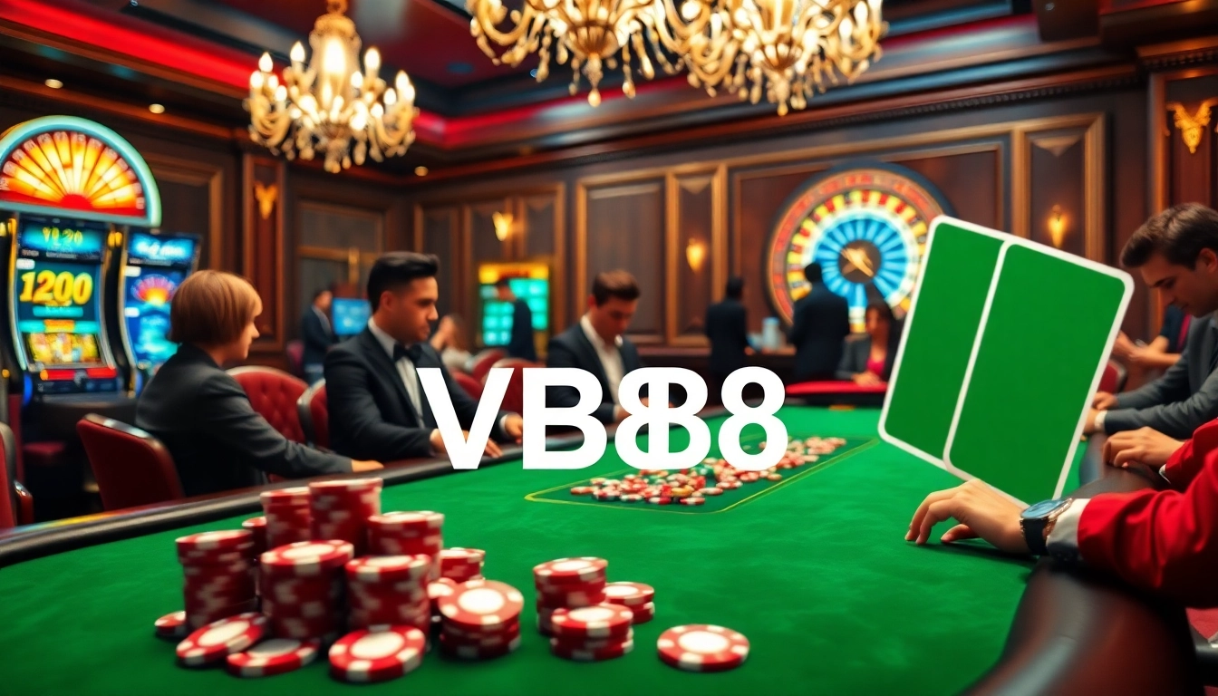 Exciting casino gameplay with vibrant tables and vibrant atmosphere; VB88 poker action.