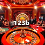 Experience thrilling gambling excitement at 123b with poker chips and a vibrant roulette wheel.