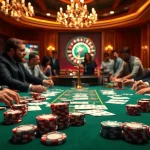 Engage in thrilling gameplay at Vaoluoitv's luxurious casino setup with roulette and poker.