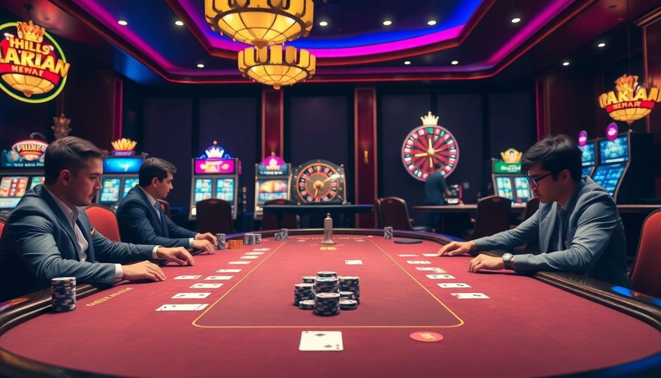 Kingfun players enjoying a thrilling high-stakes game at an elegant casino table.