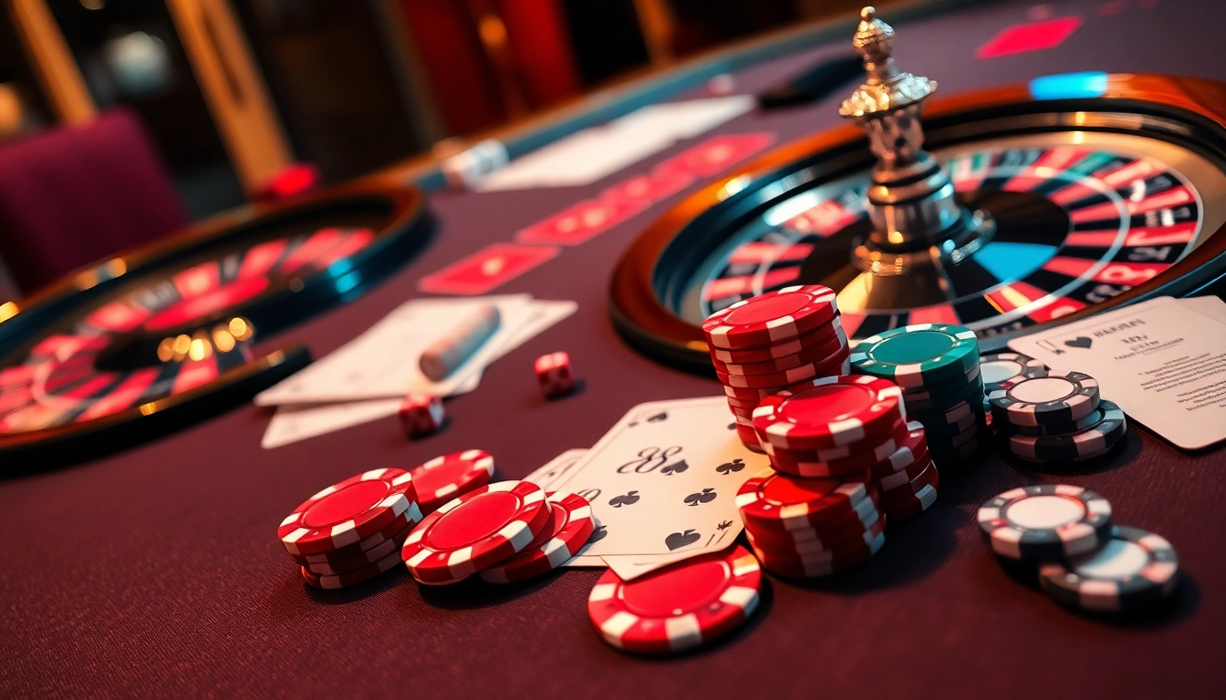 Experience thrilling gameplay at red88 casino with vibrant poker chips and cards on the table.