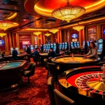 Vaobet casino scene showcasing roulette and lively players immersed in gambling excitement.