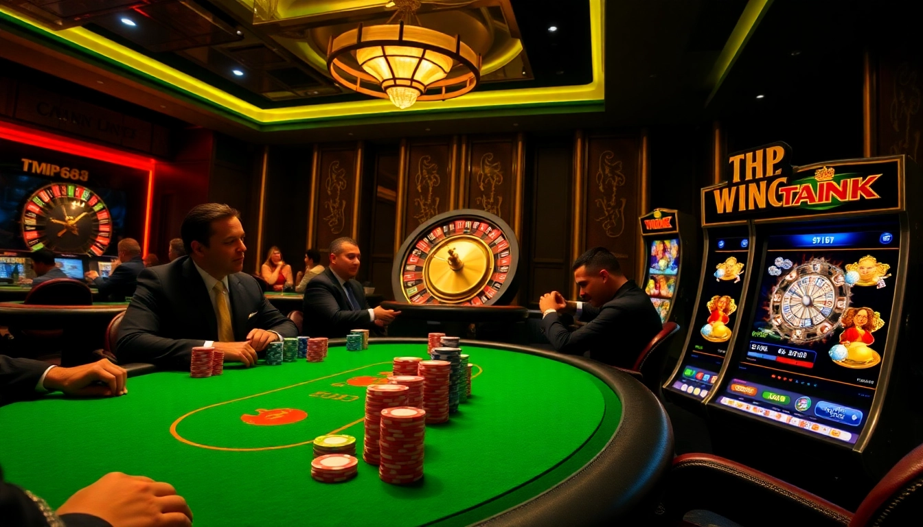 Twin68 offers an engaging casino experience with vibrant poker tables and exciting slot machines.