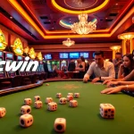 Cwin online gambling experience with vibrant slot machines and poker tables.