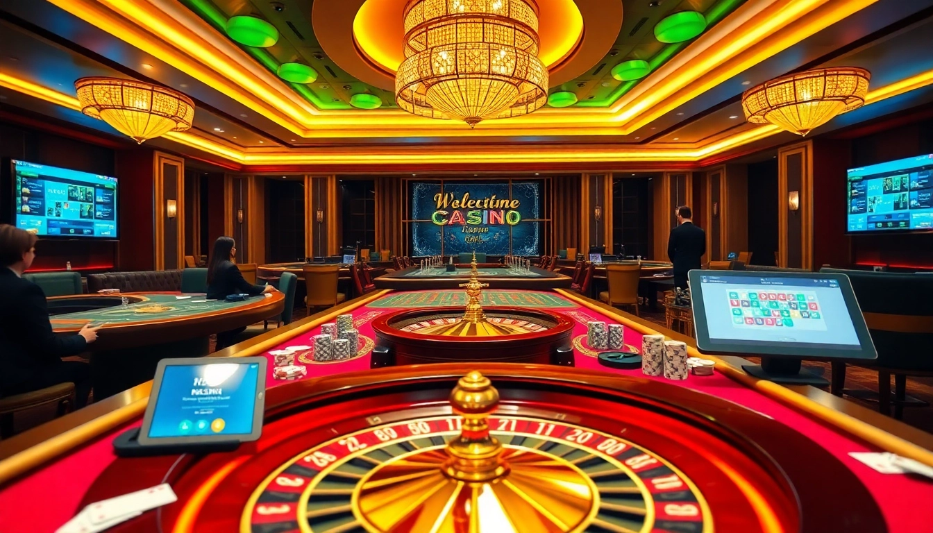 Visual representation of Nhà Cái S8 casino with elegant tables, thrilling gameplay, and vibrant atmosphere.