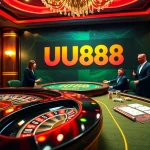 UU88 casino players engage in thrilling games at a vibrant roulette table.