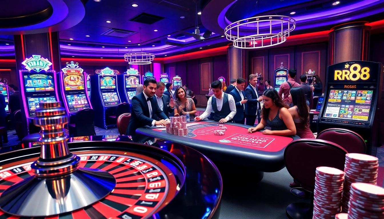Experience the excitement of RR88 through a vibrant casino atmosphere filled with thrilling games.