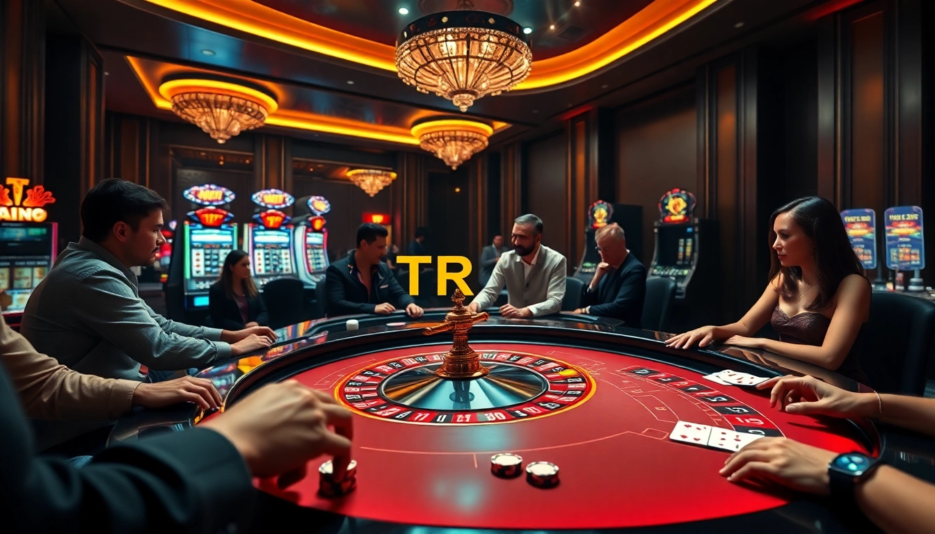 Experience thrilling gameplay at TR88 with vibrant casino tables and enthusiastic players engaged in exciting bets.