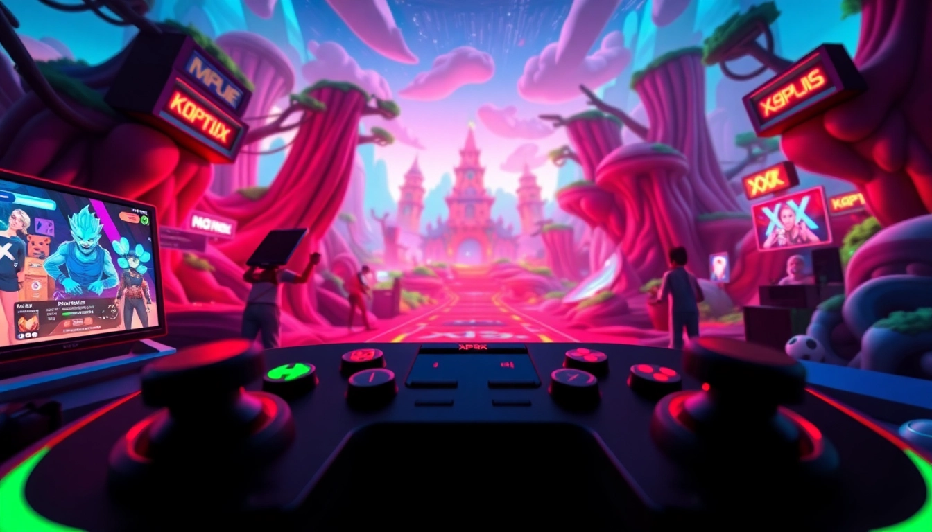 Interactive XXX game interface featuring vibrant graphics and animated characters.