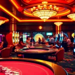 Exciting scene at a luxury casino featuring elements like poker chips and slot machines from https://hit-club.games/.