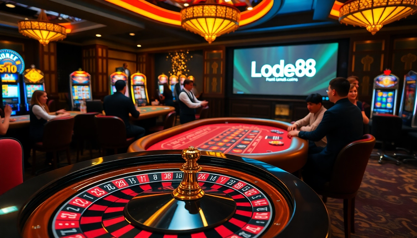 Players enjoying thrilling games at Lode88, showcasing luxury and excitement in gambling.
