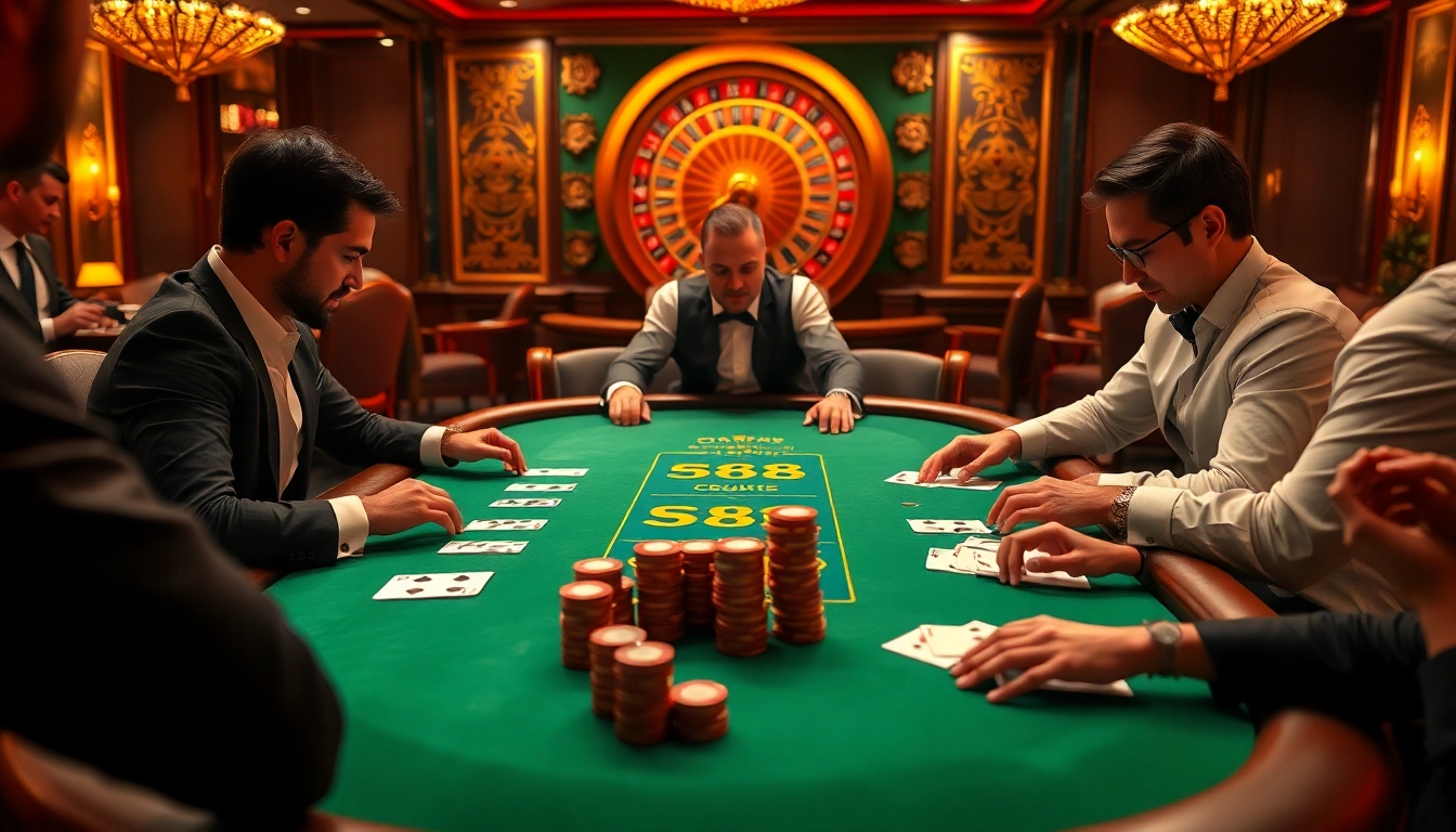 Experience thrilling poker strategies with SC88 at a luxurious casino table.