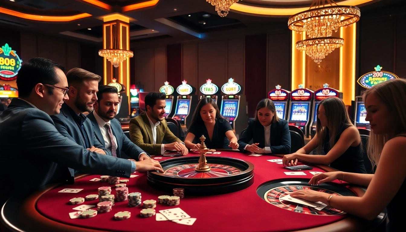 Players enjoying a thrilling casino experience at 888new, with poker chips and cards in action.