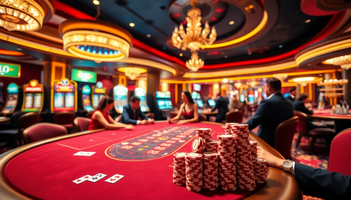 Engaging gameplay with casino tables and chips at https://vu88.tech/ illustrating betting excitement.