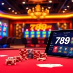 A dynamic casino setting showcasing 789F's vibrant poker chips and engaging gaming interface.