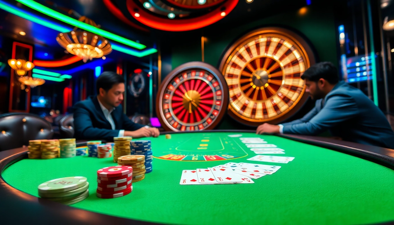 Experience thrilling high-stakes play with https://789bet.tours/ at a luxurious poker table surrounded by excitement.