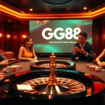 Players enjoying a thrilling game at GG88 casino table with poker chips and cards.