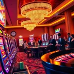 Experience the thrill of gambling at 55WW with vibrant slot machines and engaging dealers.
