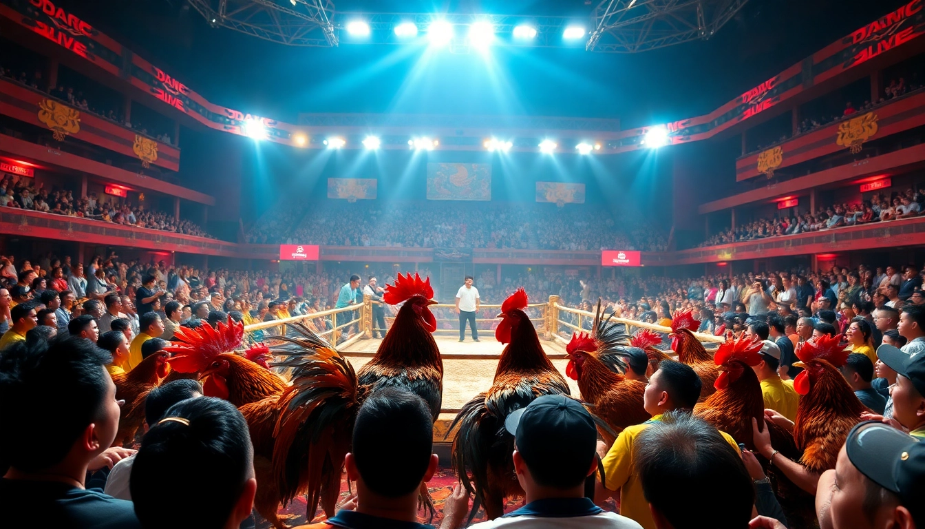 Live cockfighting event at dagawin.live showcasing excitement and competition.