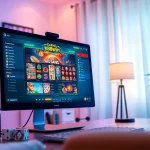 Engaging k88win online gaming platform interface on a stylish desk.