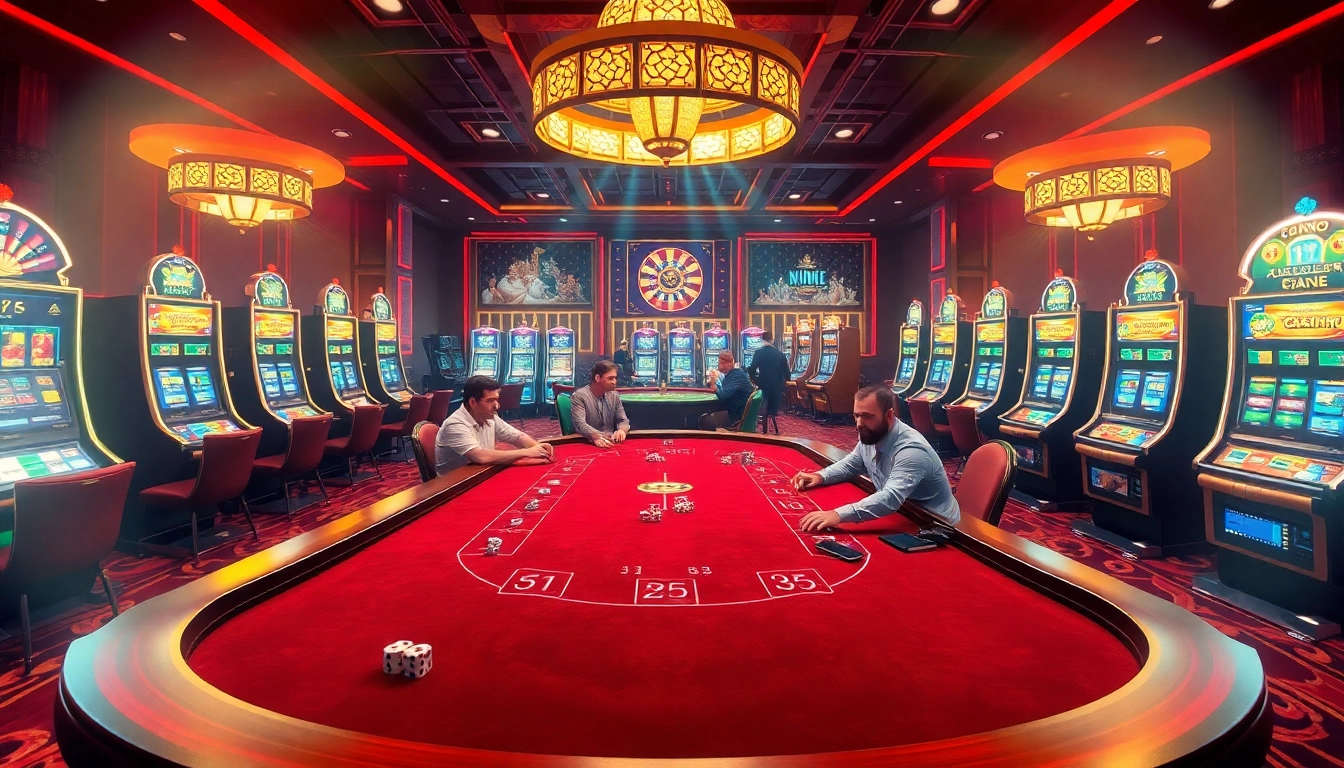 Exciting casino scene featuring gamblers at a poker table, inspired by https://kjcmh.com/ for immersive gaming.
