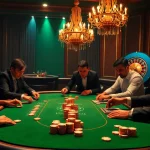 Experience the thrill of poker with C168 chips on a luxury casino table surrounded by focused players.