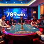 Players enjoying high-stakes gambling at 789win casino table with vibrant atmosphere.