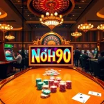 Nohu90 themed slot machine in a luxurious casino setting capturing excitement and sophistication.