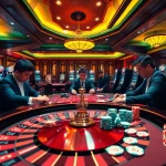 Gambling enthusiasts enjoying a thrilling experience at Fun88's vibrant casino scene with roulette, poker, and slots.