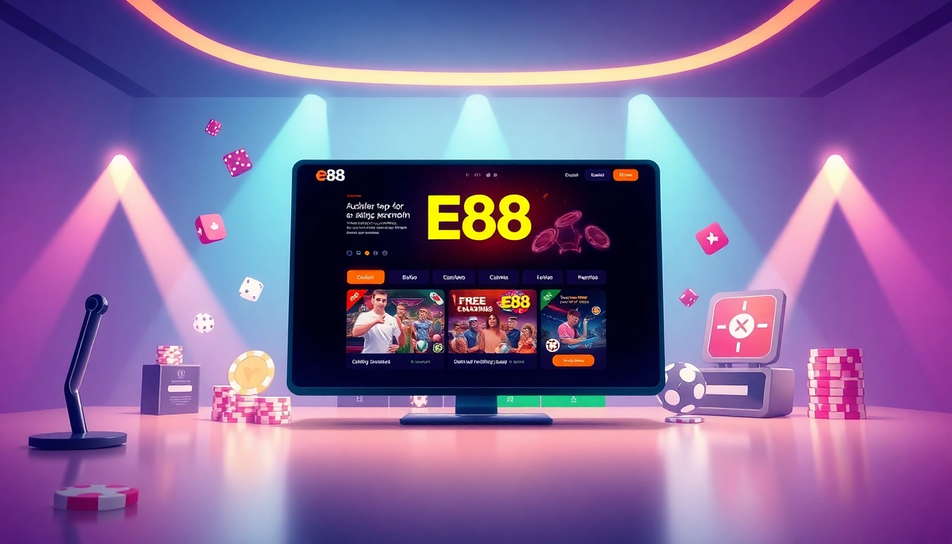 Explore the vibrant E88.IN online gambling interface, showcasing an exciting gaming experience.