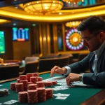 Engaging scene of a player betting at 789bet casino with cards and chips, excitement in the air.