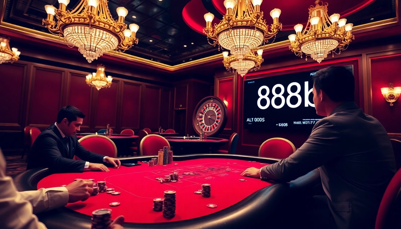 Engaging in high-stakes poker action at the luxurious casino featuring 888b.