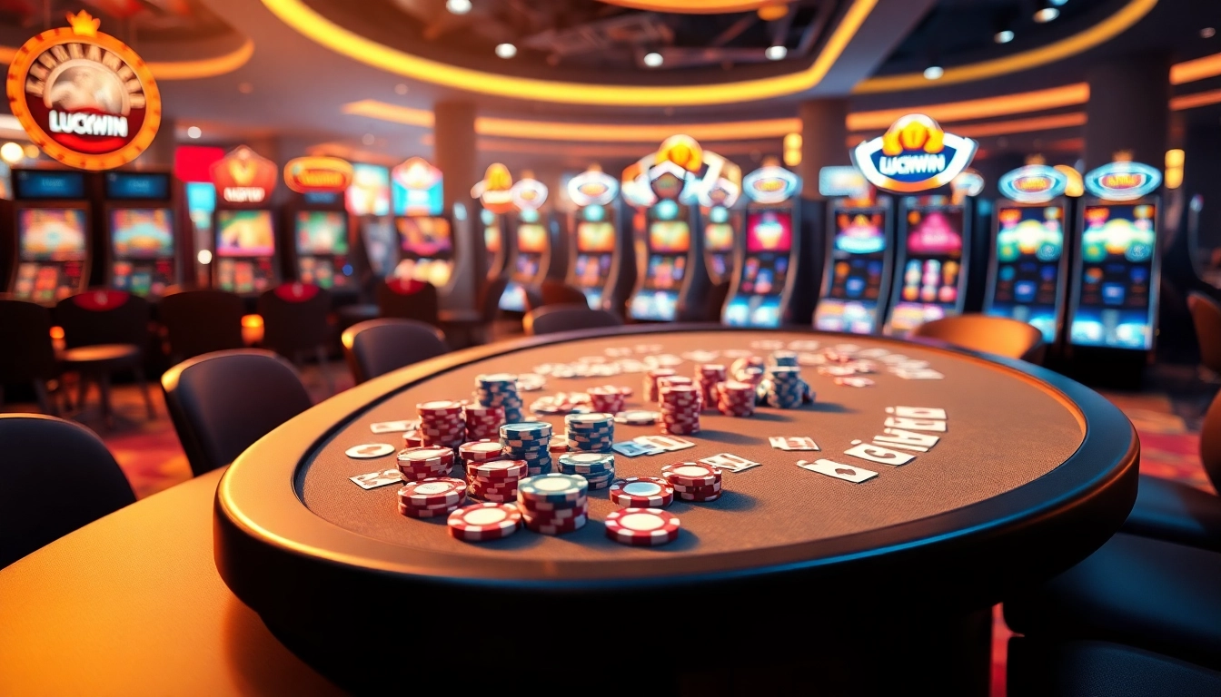 Experience the excitement of Luckywin with vibrant casino games and betting tables.