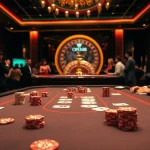 OPEN88 poker table brimming with high-stakes excitement and vibrant casino energy.