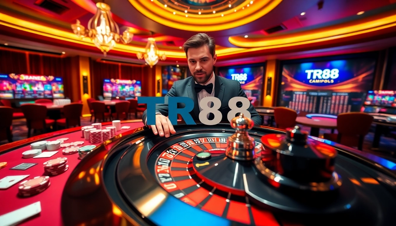 Experience the excitement of TR88 casino gameplay with a vibrant roulette scene full of action.