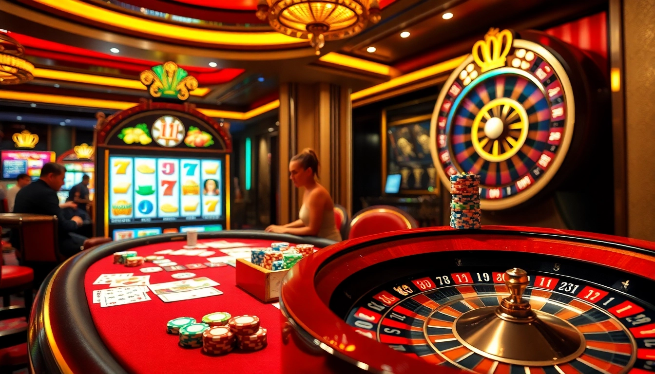 Exciting gambling action at ALO789 with poker chips and cards on a vibrant casino table.