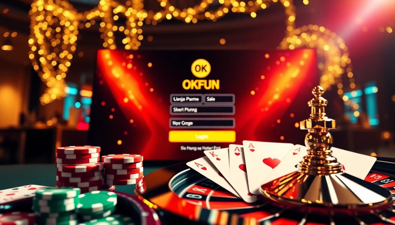 Experience the thrill of OKFUN đăng nhập with this vibrant online casino scene.