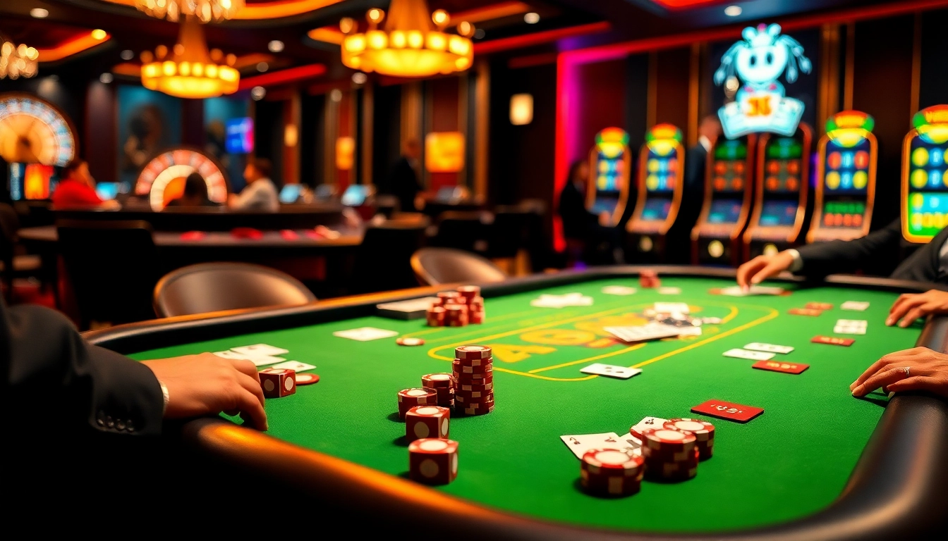 S8 casino gamers engaging in high-stakes poker with vibrant chips and cards.