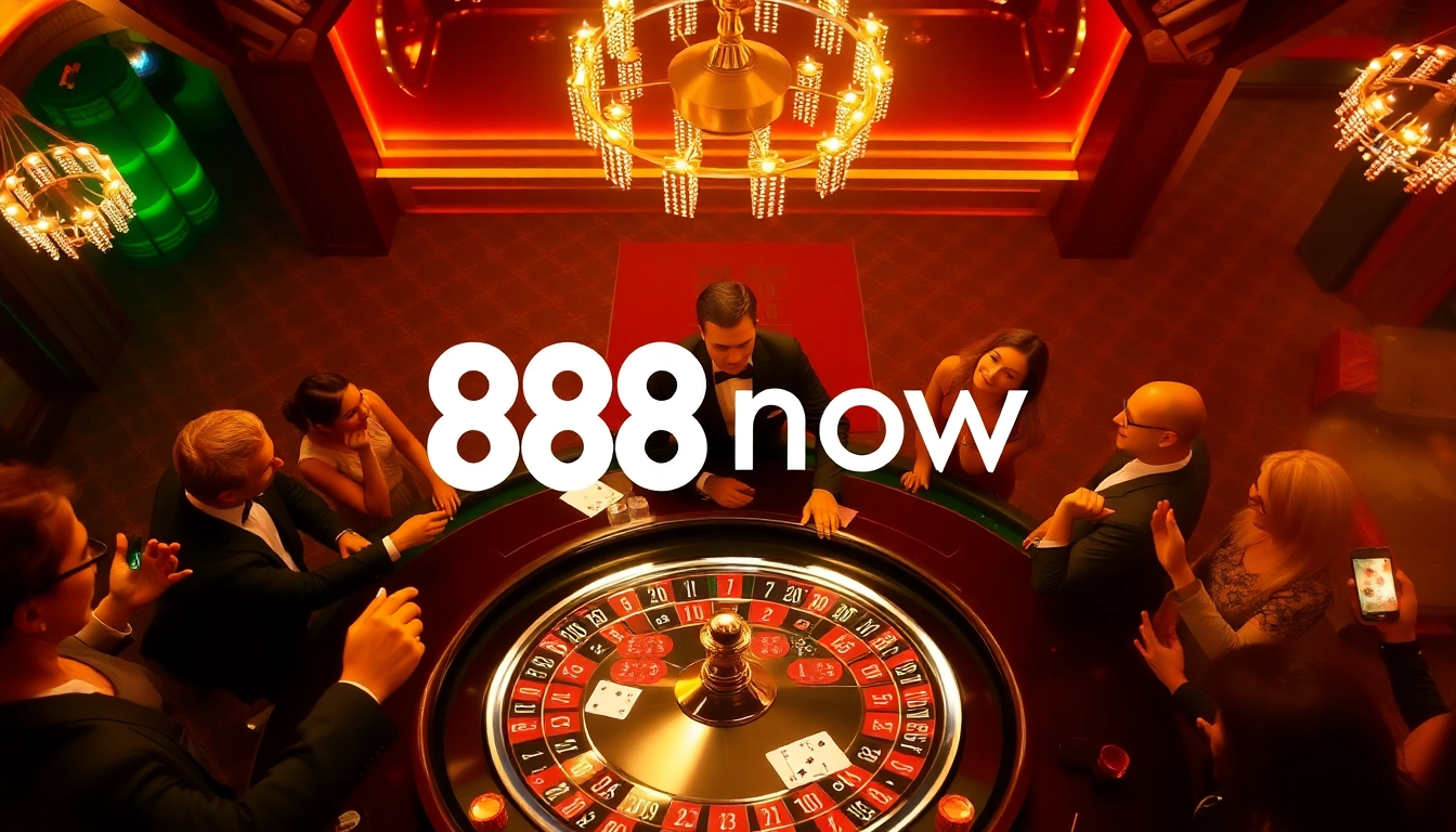 Experience excitement at the 888now casino roulette table featuring vibrant chips and cards.
