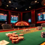 Action-packed poker game at KP88 casino with vibrant chips and cards.