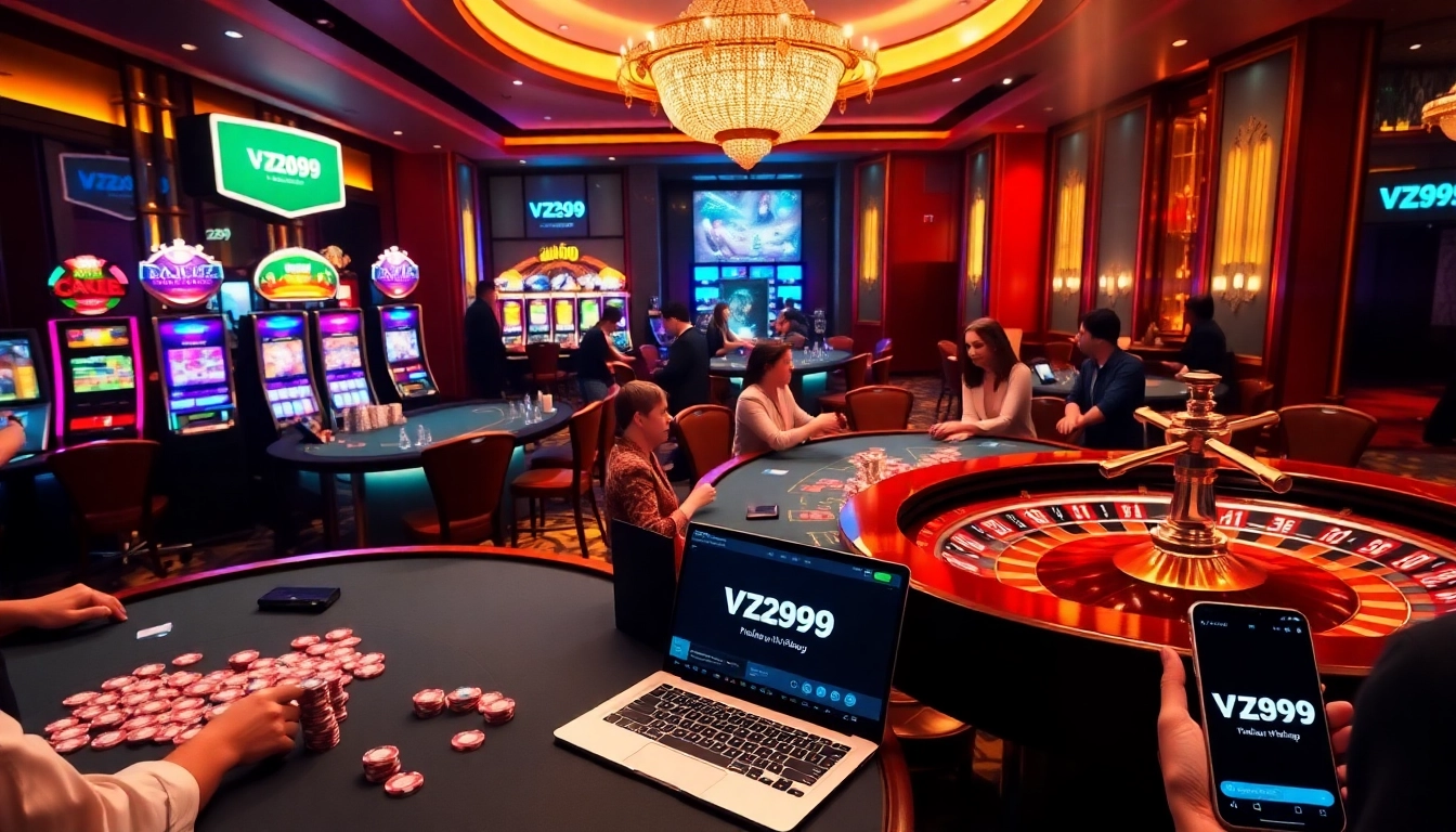 Experienced gamblers enjoying thrilling games at VZ99's professional casino.
