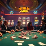 Exciting poker game action at 789bet with players and vibrant casino ambiance.