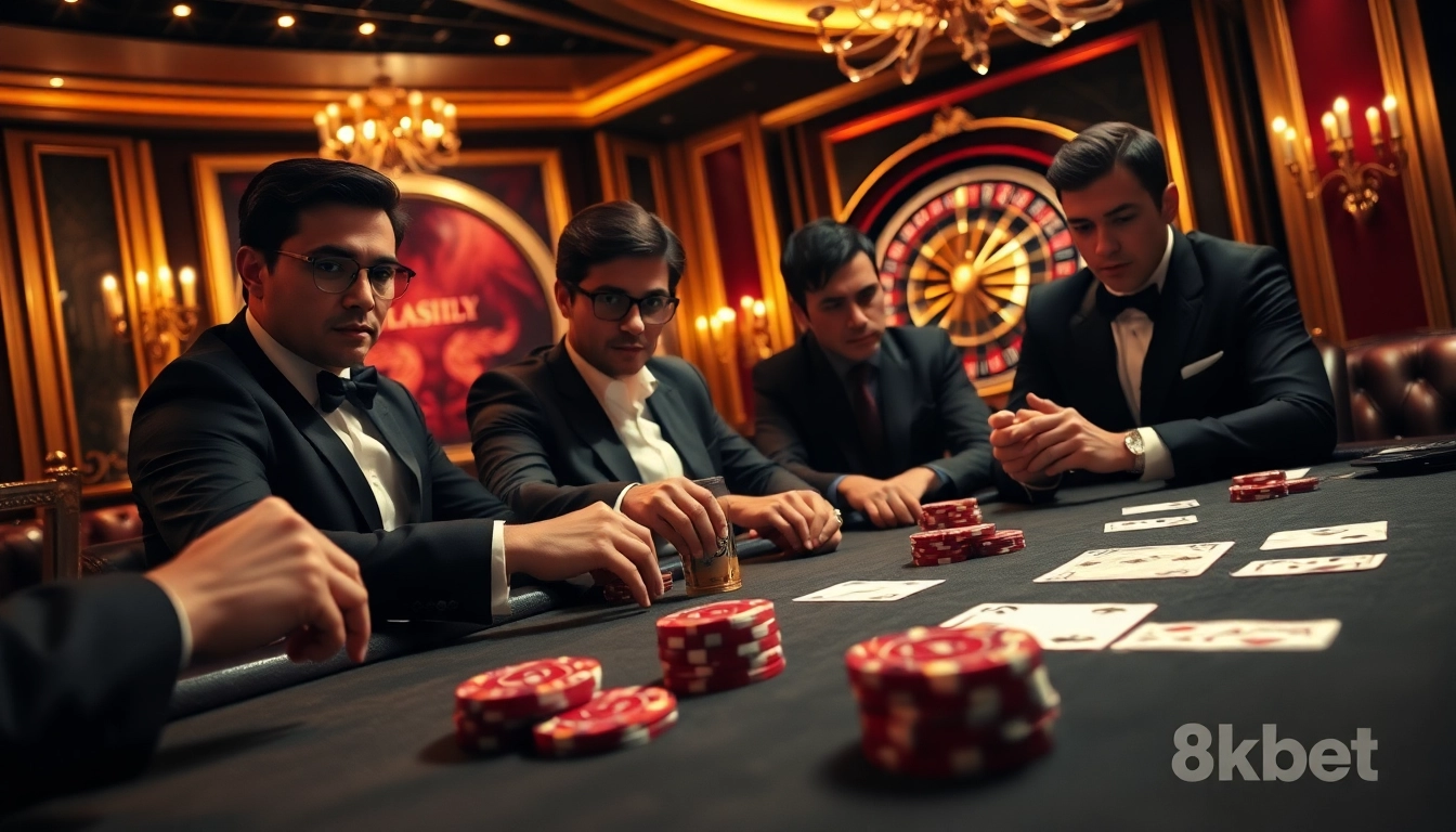 Experience high-stakes poker excitement at 8kbet with elegant decor and thrilling gameplay.