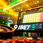 Celebrating a jackpot win at 9BET online casino with vibrant slot machines and festive atmosphere.