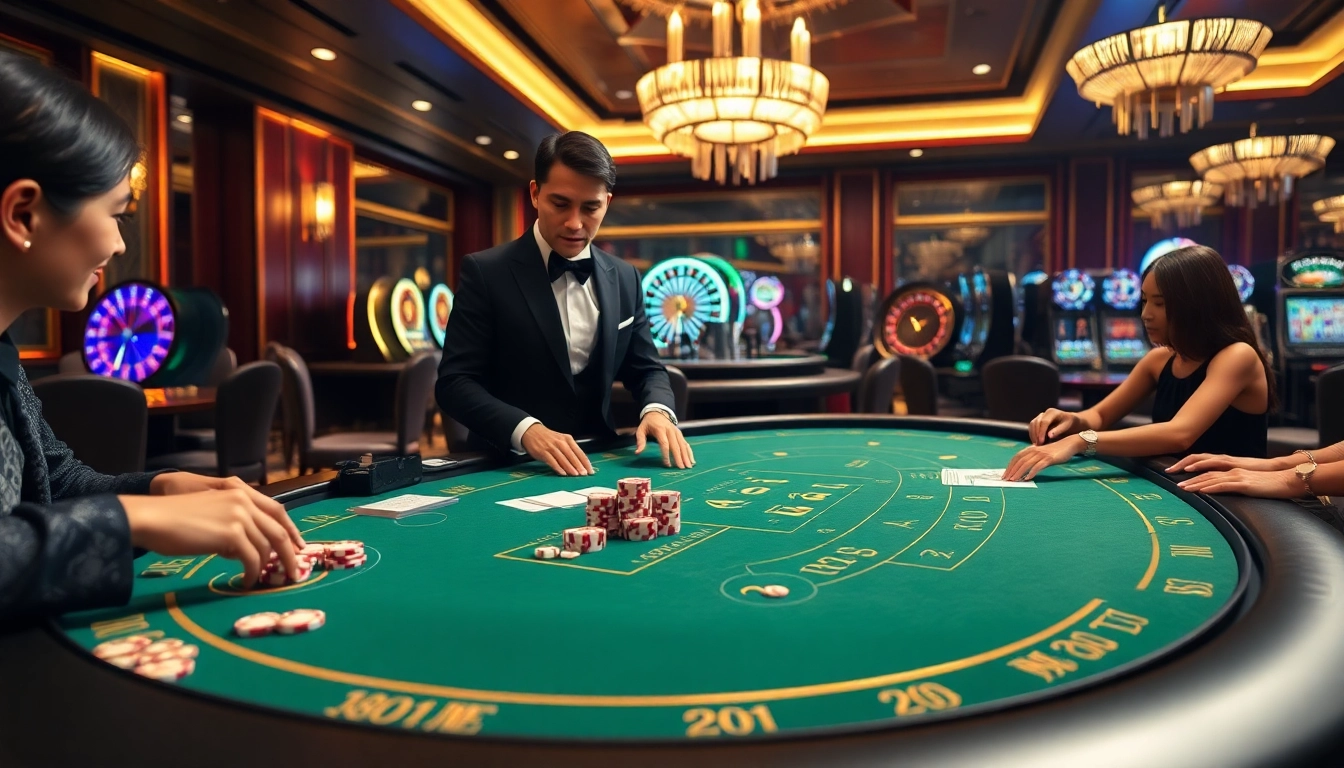 Experience the thrill of Tài Xỉu MD5 with immersive casino gameplay surrounded by dazzling elements.