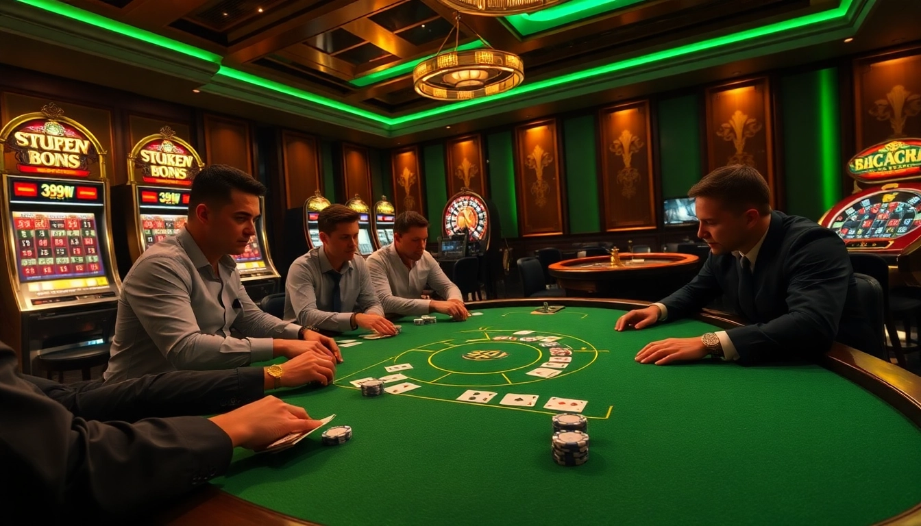 Gambling strategies in action at 399W luxury casino tables, with poker chips and cards.