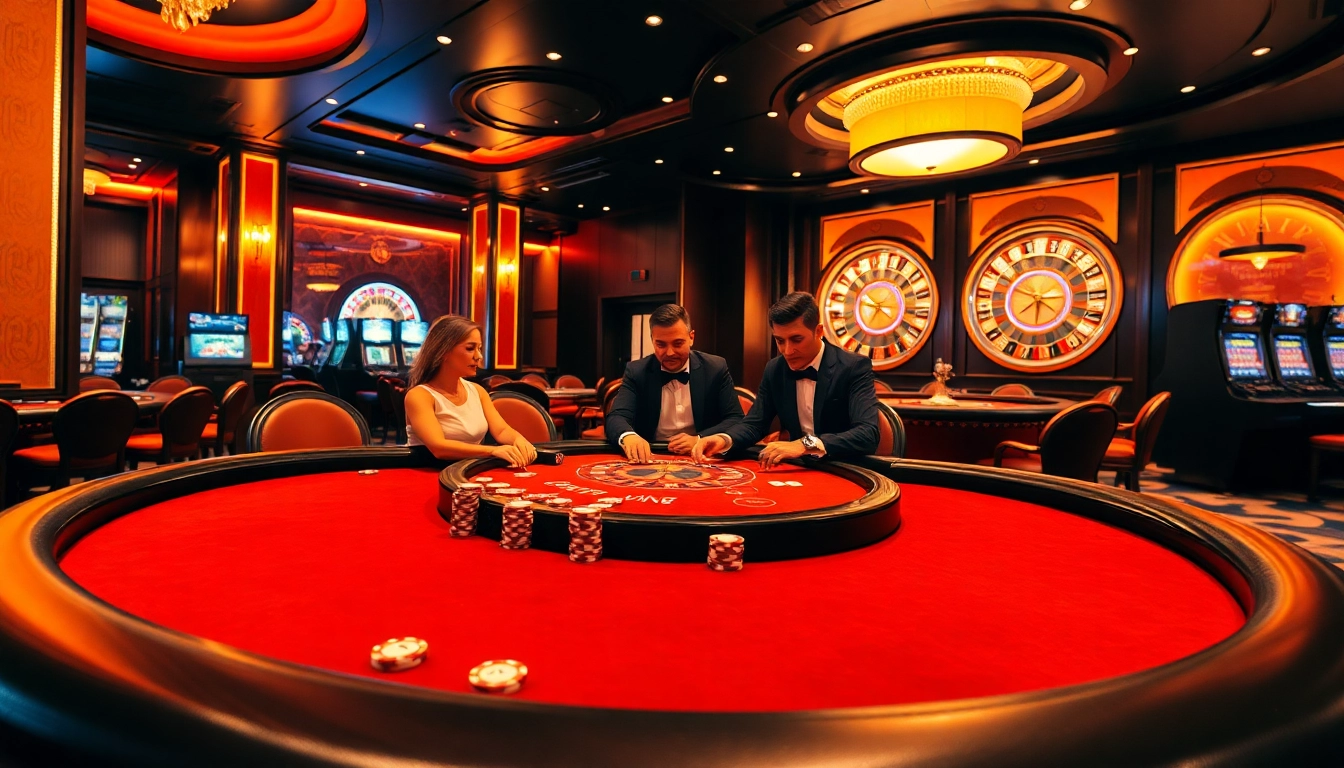 Enjoying a luxurious blackjack game at KJC's premier casino, vibrant colors enhancing the thrill.