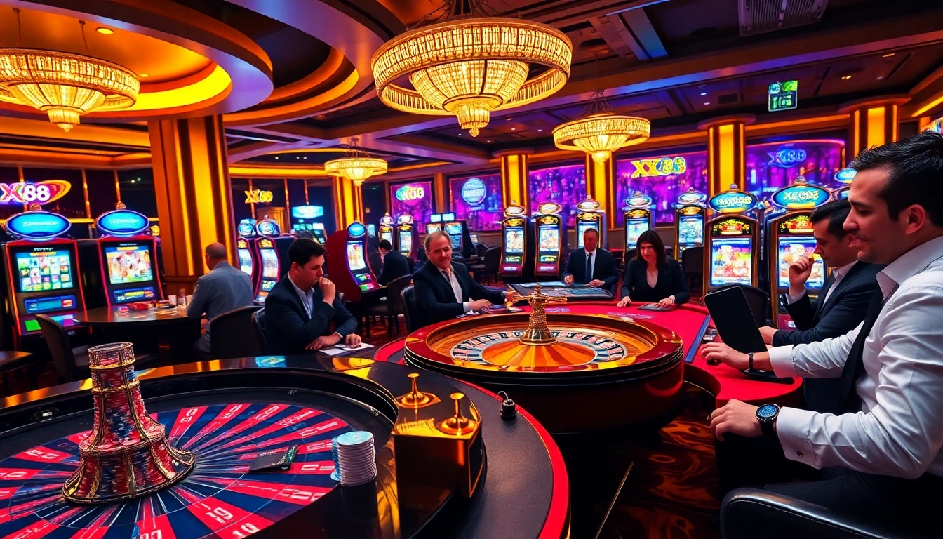 Play exciting games at XX88 casino with vibrant roulette and poker action.